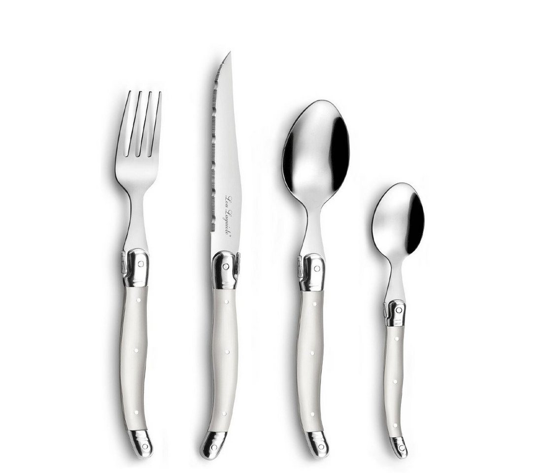 Lou Laguiole Besteck-Set TRADITION (24-tlg), 6 Personen, Edelstahl Rostfrei 18/0, spülmaschinenfest, mit perle, hochglanzpoliert