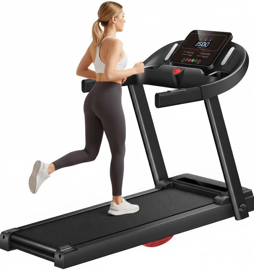 BAYMATE Laufband 12 voreingestellte Programme Für Zuhause (mit Trinkfaschenhalter), Laufbänder 14KM/H, Max Belastung 140KG