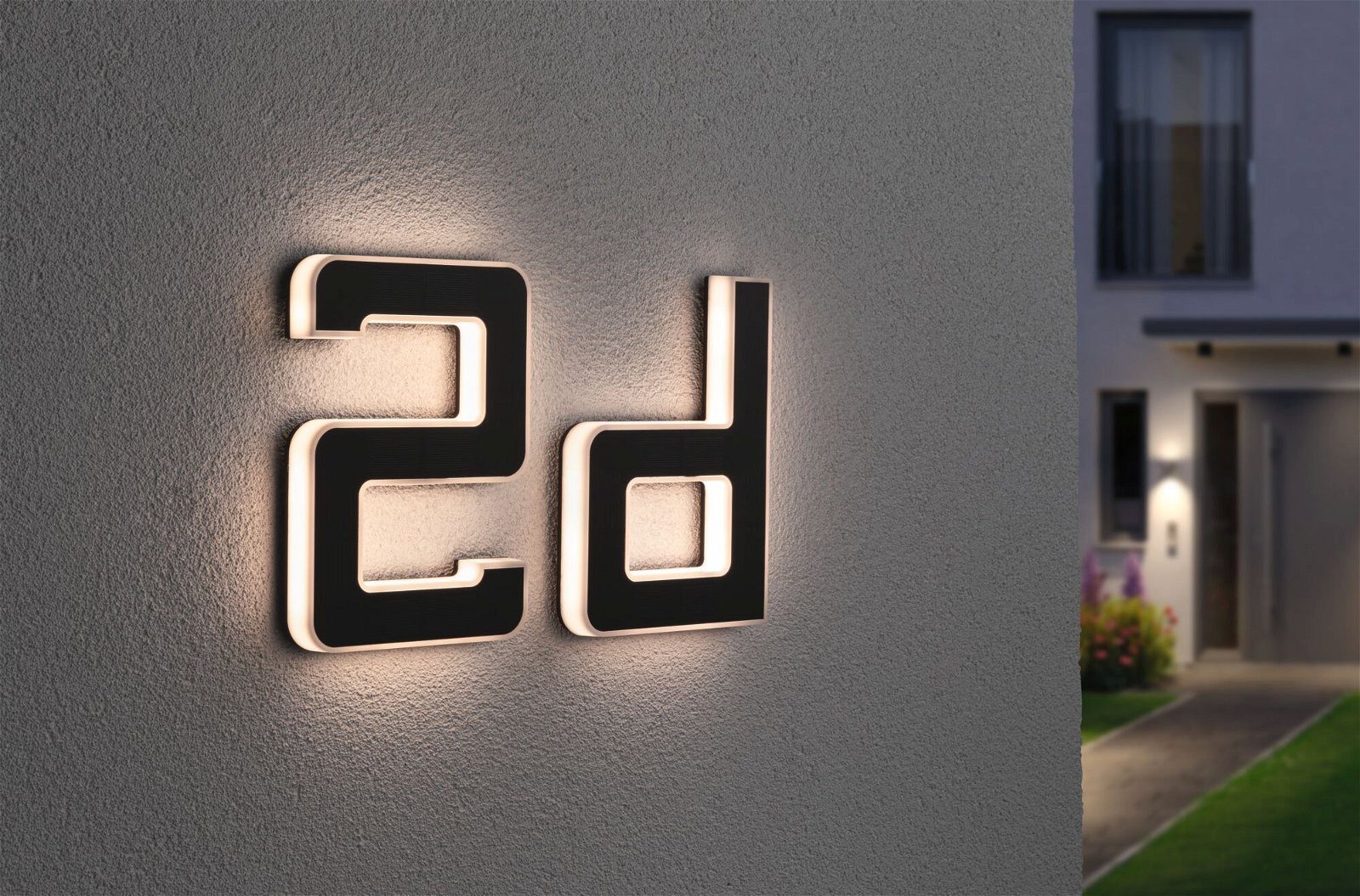 Paulmann LED Außen-Wandleuchte Solar Hausnummer, LED fest integriert, Warmweiß, LED-Modul, Hausnummern, Buchstaben wählbar, Akku wechselbar – Bild 3 von 5