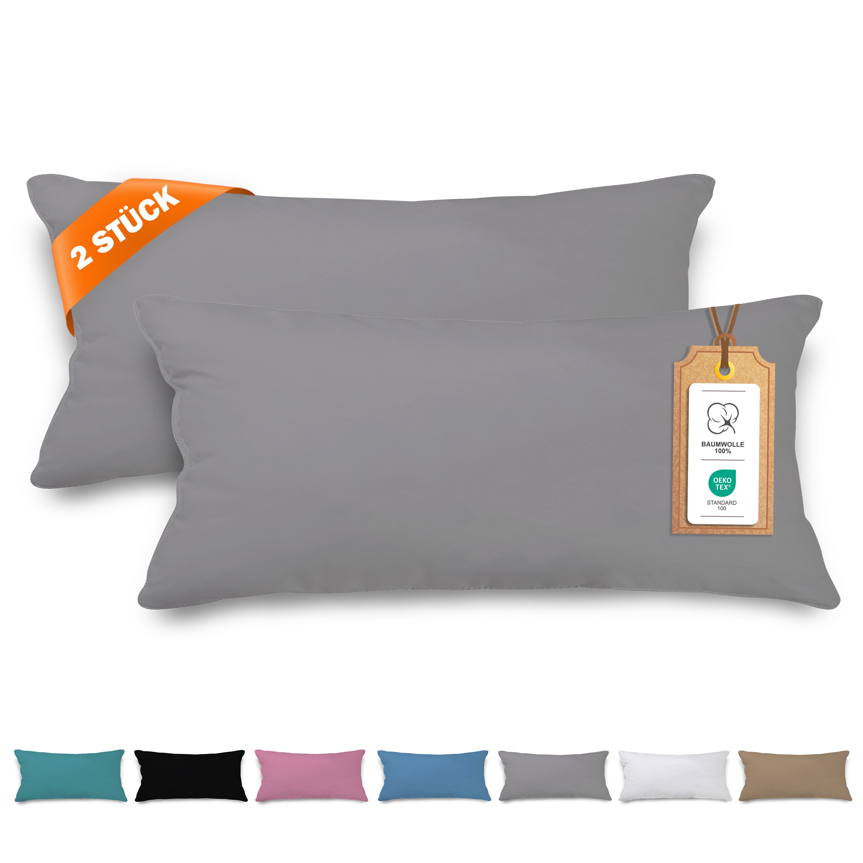 Veluna Home Kissenbezüge 100% Baumwolle(2er-Set) Renforcé Kissenbezug mit R günstig online kaufen