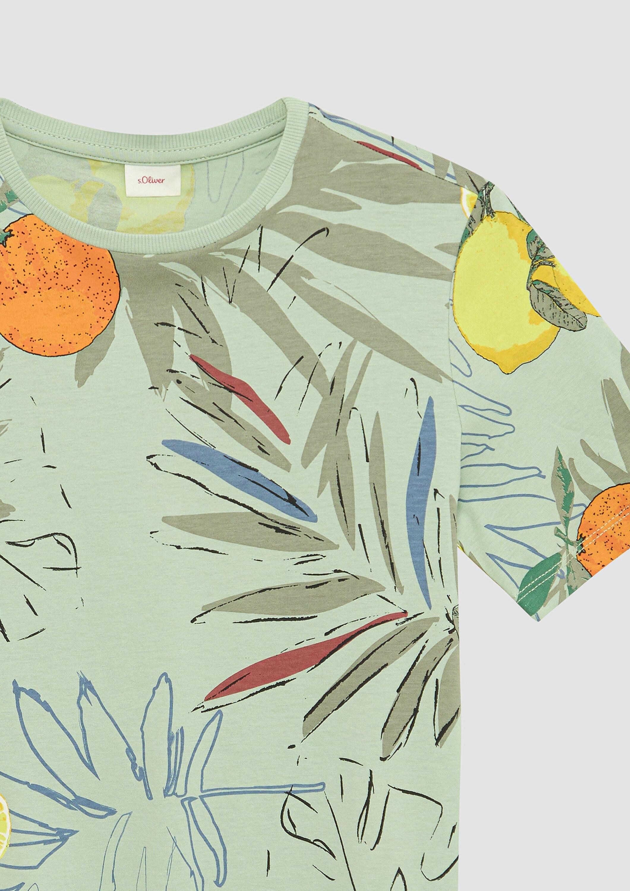 s.Oliver Kurzarmshirt T-Shirt T-Shirt mit All-over-Print