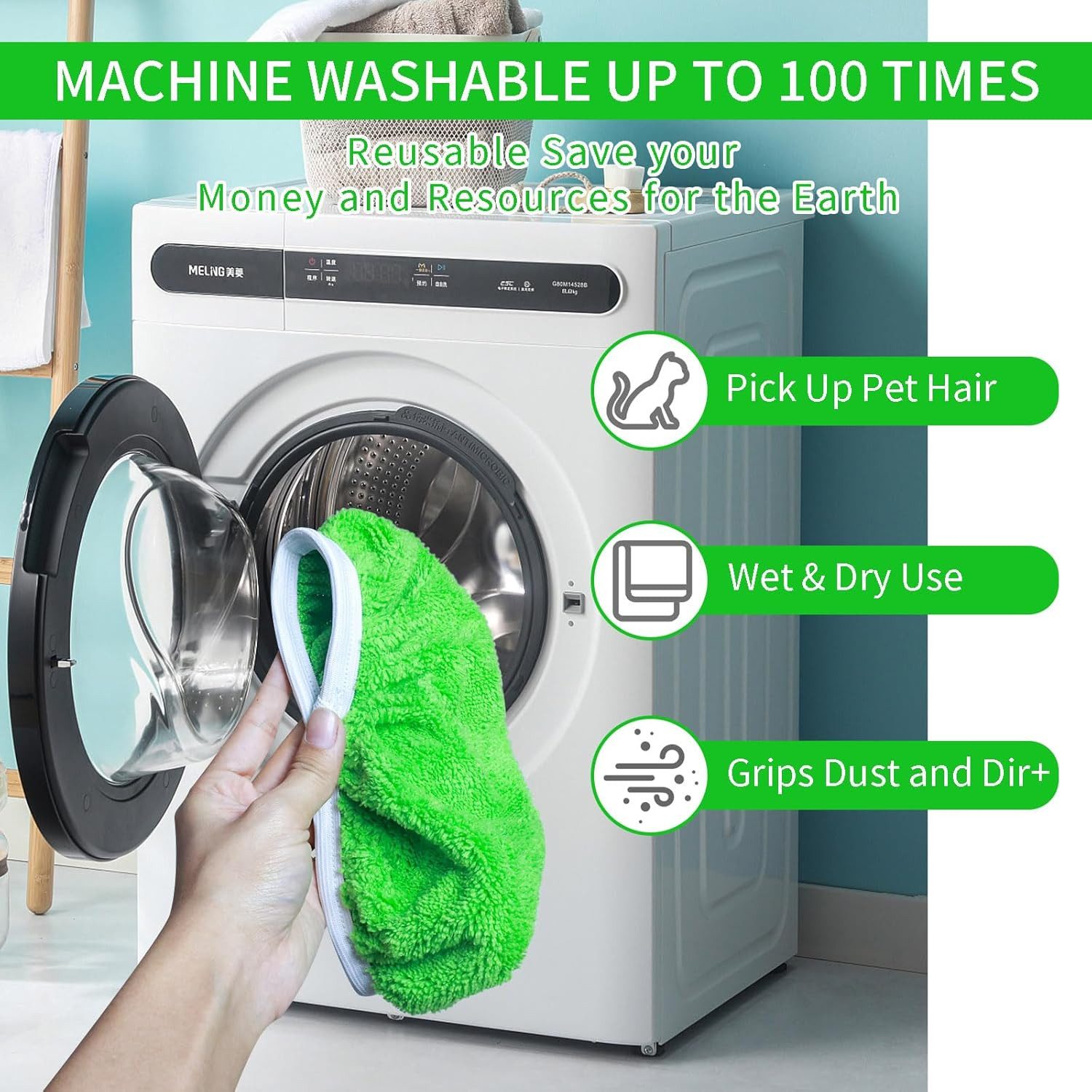 FELIXLEO Wischmopp 10 Bodentücher für Swiffer Mop Waschbar Mehrweg Bodenwischer, (1-St)