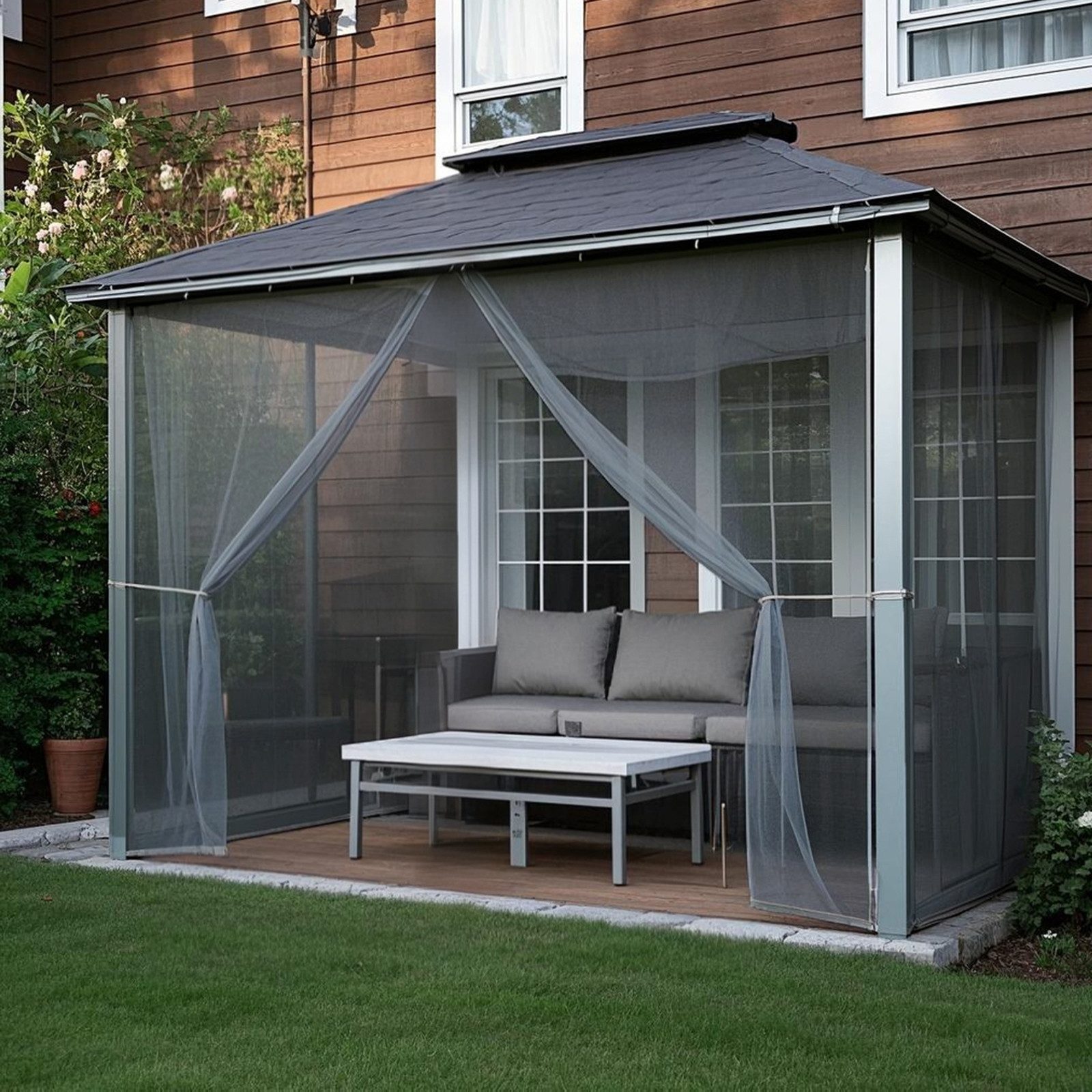 LMaxhome Outdoorvorhang Moskitonetz DIY Verstellbare Vorhang mit Stangentasche, insektenschutz (1 St), lichtstreuend, 6 Farben, 160 cm x 213/305 cm, für Terrasse & Pavillon