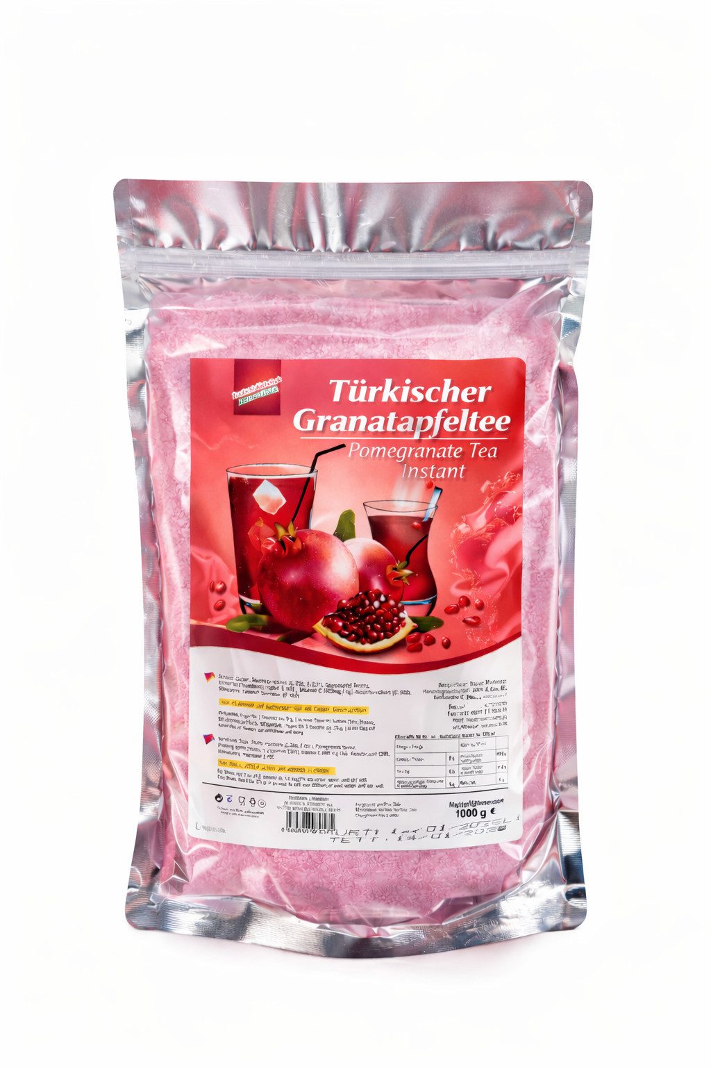 Tee Granatapfeltee Pulver 1 kg türkisches Instantgetränk (grobkörnig), schnell löslich, fruchtig süß, türkischer Instanttee