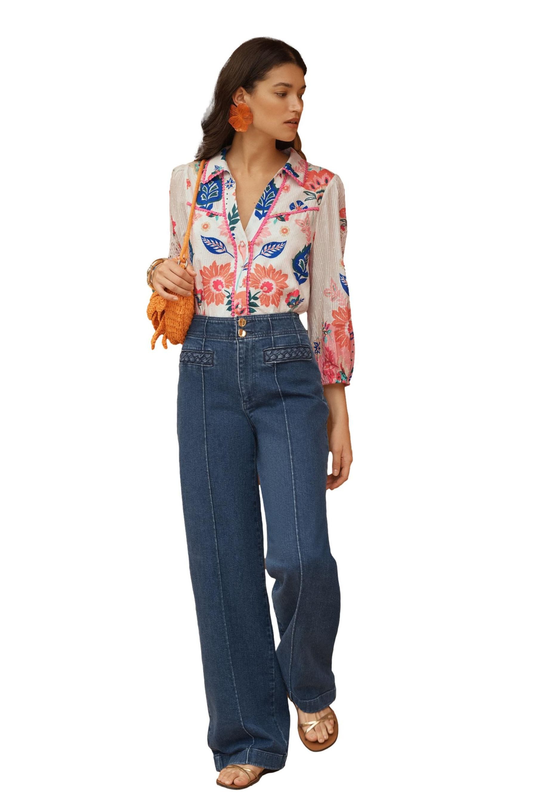 Love & Roses Spitzenbluse Love & Roses Bluse mit Print und Spitze, Regular günstig online kaufen