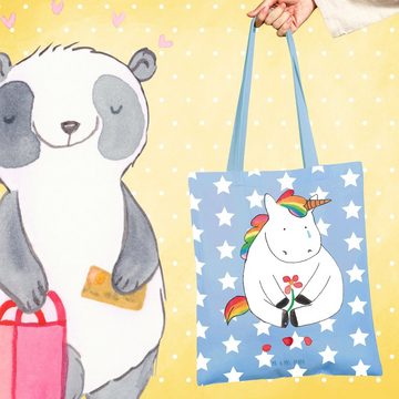 Mr. & Mrs. Panda Tragetasche Einhorn Traurig - Sky Blue - Geschenk, Beuteltasche, Einhorn Deko, Ei (1-tlg), Lange Tragegriffe