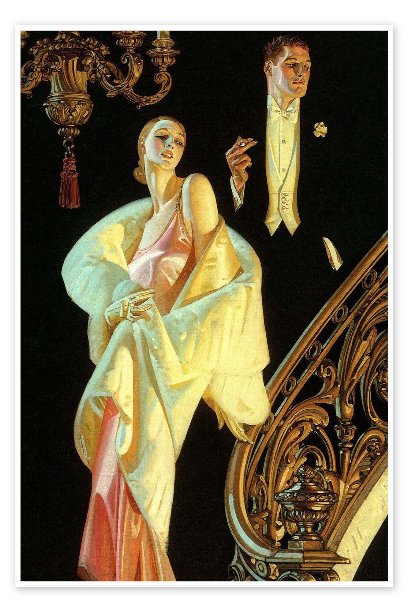 Posterlounge Poster Joseph Christian Leyendecker, Paar in Abendkleidung, Wohnzimmer Vintage Malerei