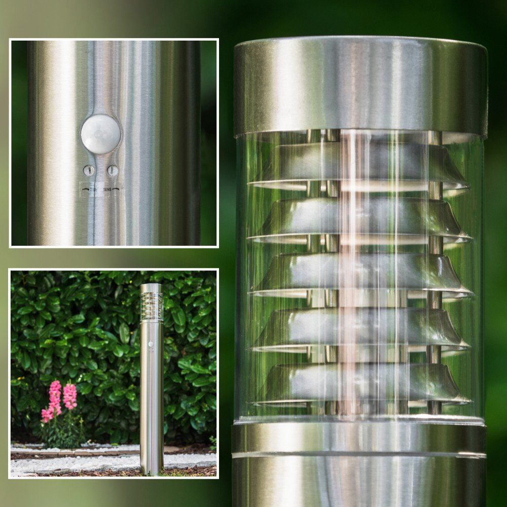 Außenleuchte Leuchtmittel, E27, IP44 hofstein und Bewegungsmelder, mit Außen-Stehlampe Gartenlampe »Tempio« Kunststoff-Scheiben, Edelstahl mit ohne