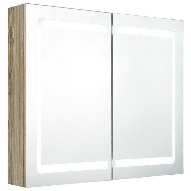 vidaXL Badezimmerspiegelschrank LED-Spiegelschrank fürs Bad Eichen-Optik 80x12x68 cm