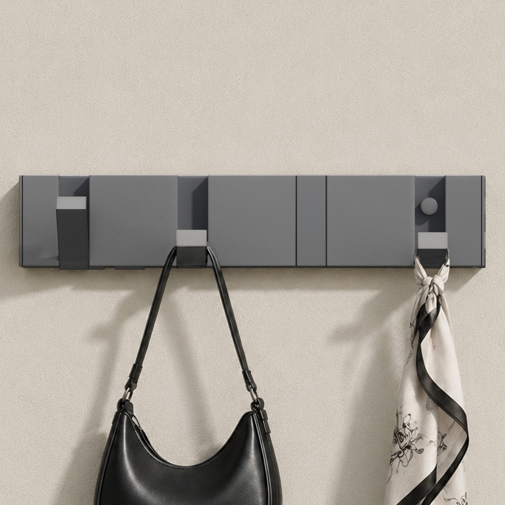 doporro Garderobenleiste Wandgarderobe Garderobenhaken aus Alu mit 4/6 Haken Kleben/Bohren, 4/6 faltbare Haken