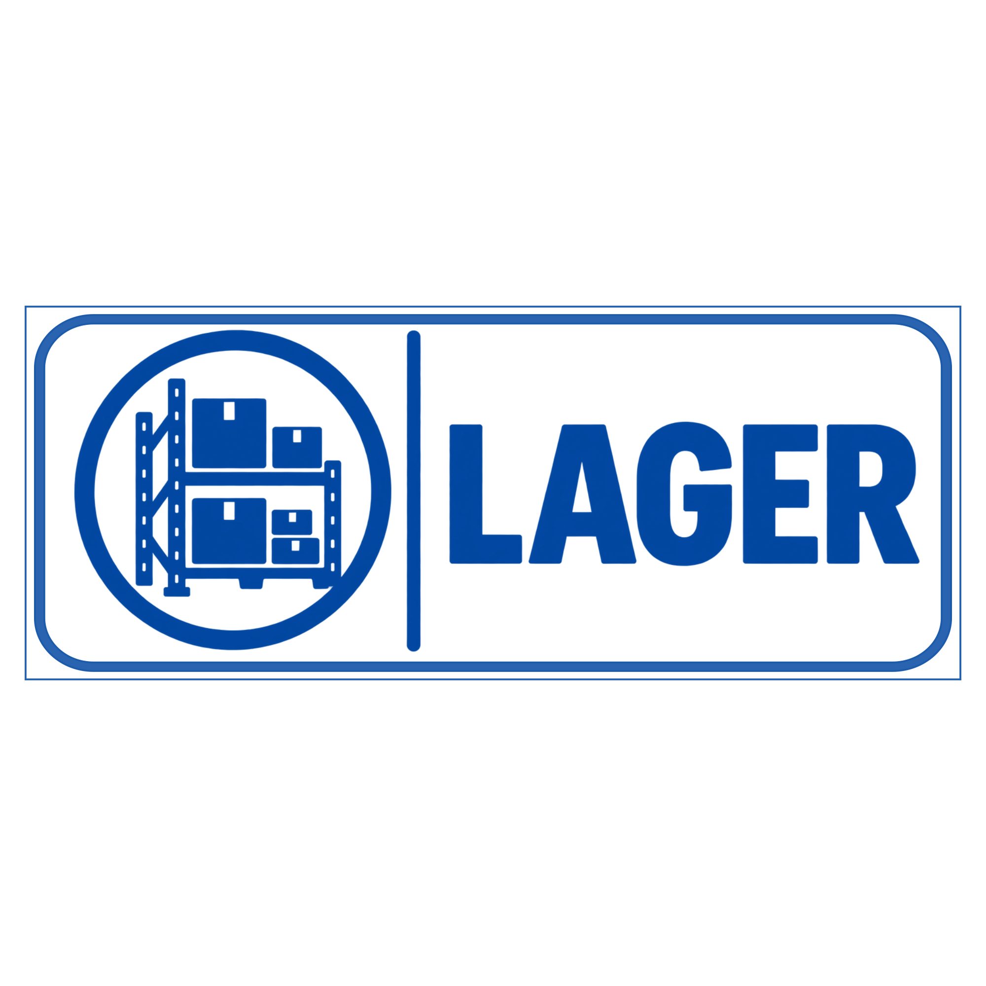 Nomiro Hinweisschild NOMIRO Hinweisschild Türschild Lager 15x6 cm - Kunststoff weiß blau, (1 St), selbstklebend, lasergraviert