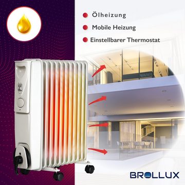 BROLLUX Heizgerät Ölheizung, 2500 W, Ölheizung Ölradiator Elektroheizung Ölradiator Thermostat