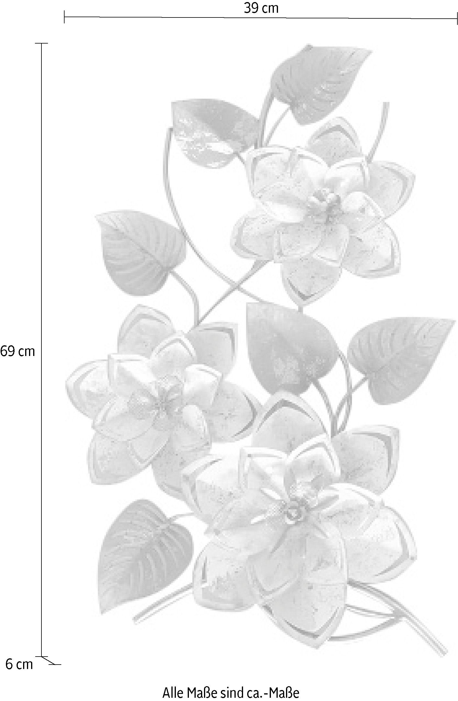 Myflair Möbel & Accessoires Wandbild Blumen, silber/weiß, aus Metall, Blumenranke