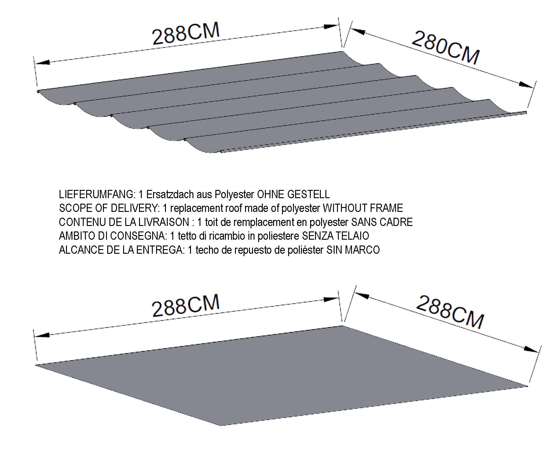 Quick Star Pavillon-Ersatzdach Ersatzdach Flachdachpergola Firenze günstig online kaufen
