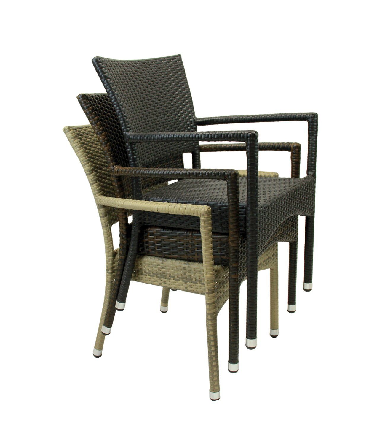 St), (4 Premium Sessel Stapelstuhl Konway ROM 4x Schwarz KONWAY® Polyrattan Stapelsessel ROM