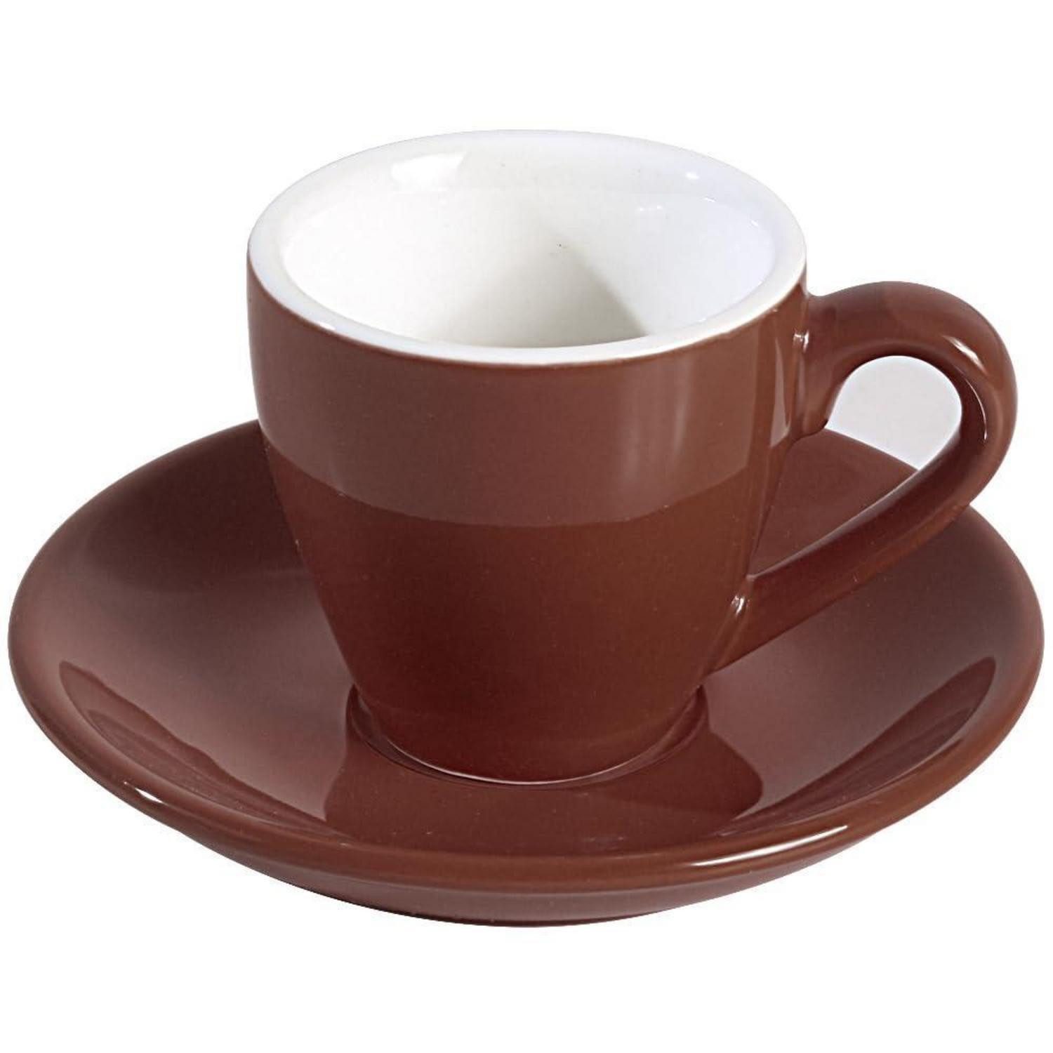 LuxusKollektion Espressotasse Espressotasse Porzellan mit Untertasse 80ml braun, Keramik
