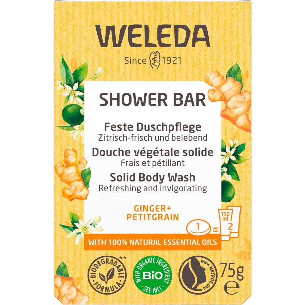 WELEDA Feste Duschseife Feste Ginger Petitgrain, 75 g