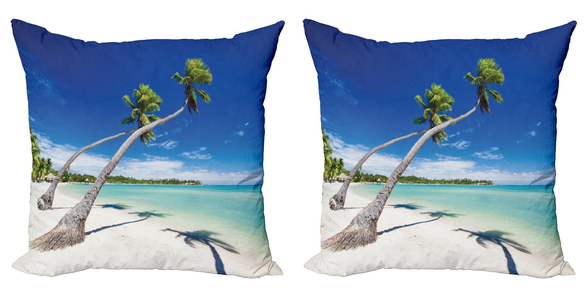 Kissenbezüge Modern Accent Doppelseitiger Digitaldruck, Abakuhaus (2 Stück), Fidschi Bäume Hängen oberhalb einer Lagune