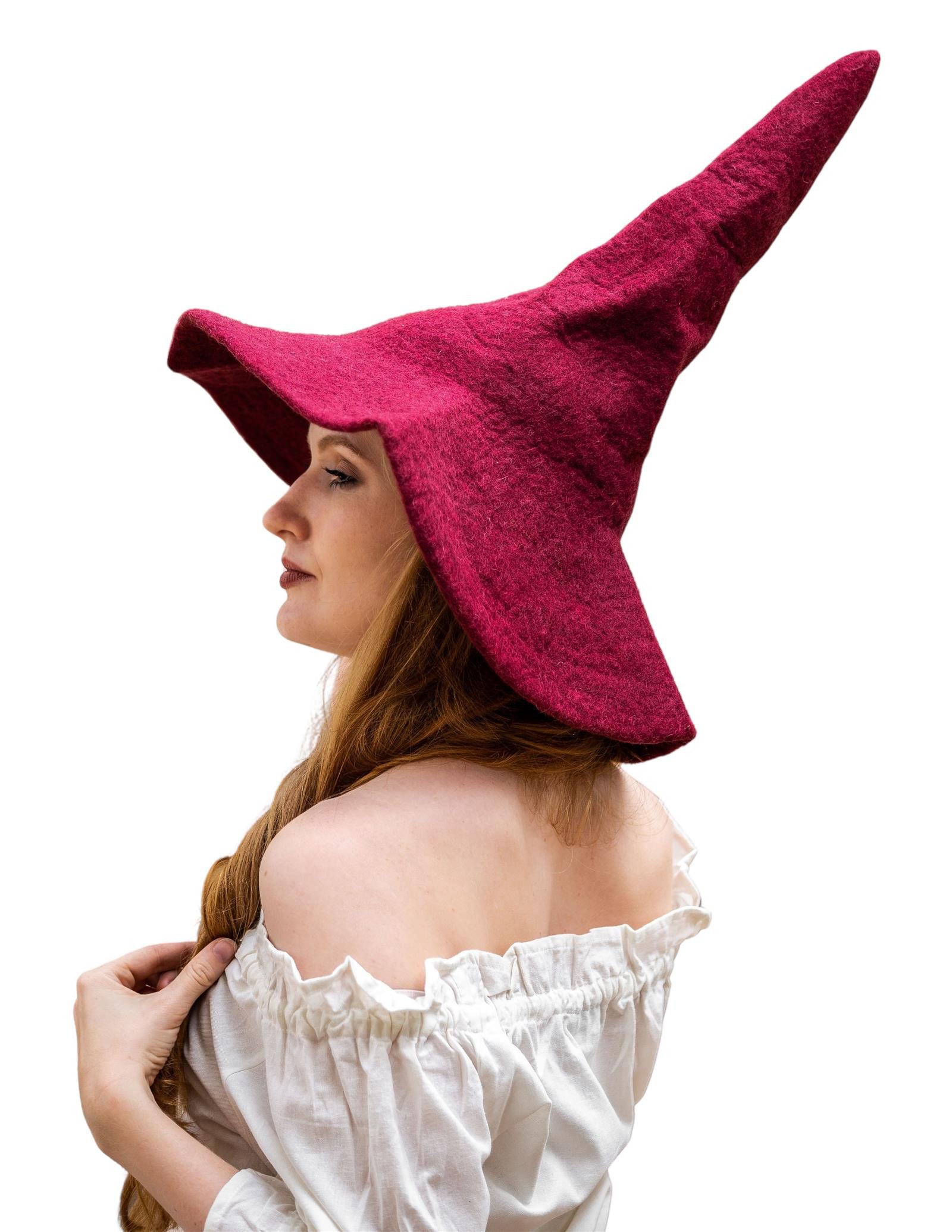 Leonardo Carbone Hexen-Kostüm Hexenhut "Agata" mit breiter Krempe, spitze Krone, weicher Wollfilz