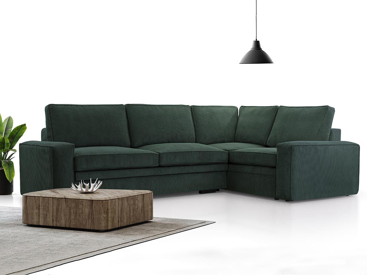MKS MÖBEL Ecksofa ALTEA, zum Wohnzimmer mit Schlaffunktion und Bettkasten, L - Form Couch Grün Lincoln