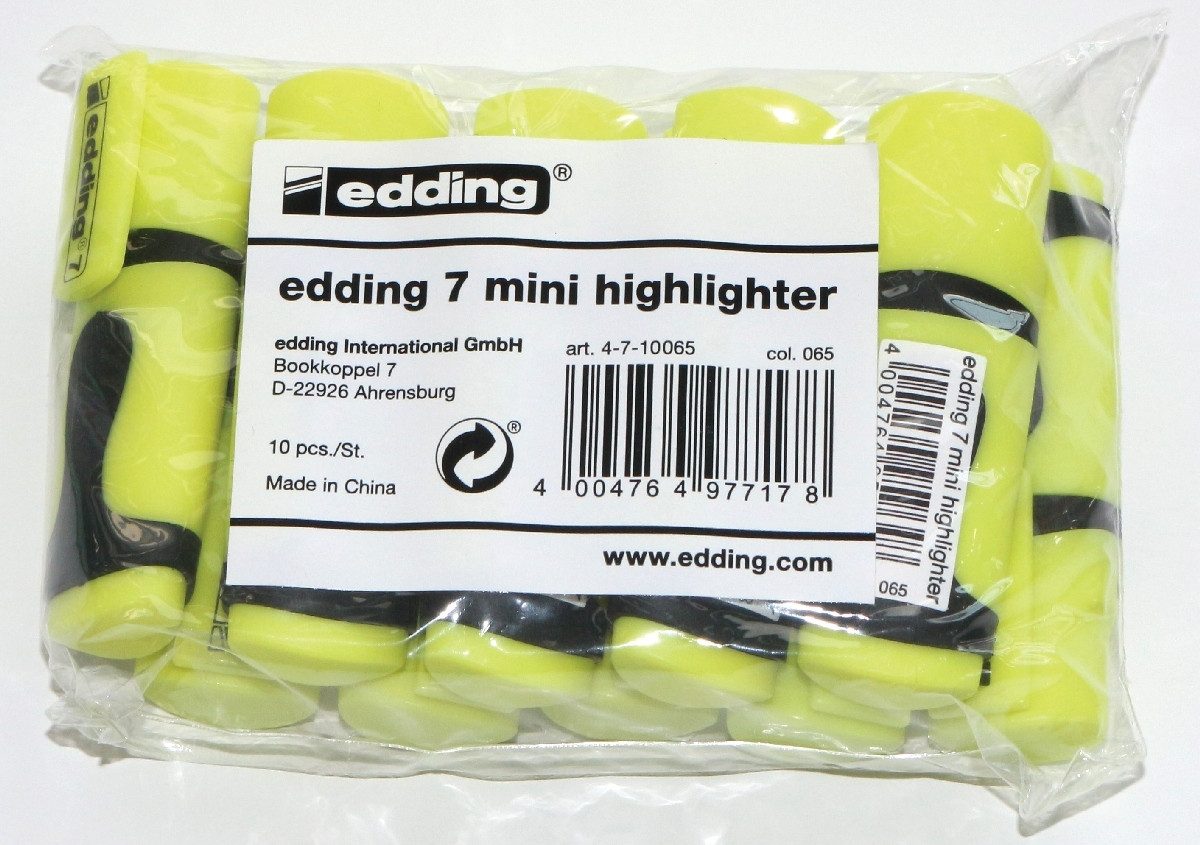edding Marker Textmarker edding 7 mini highlighter 1-3 mm VE=10 Stück Polybeutel neo