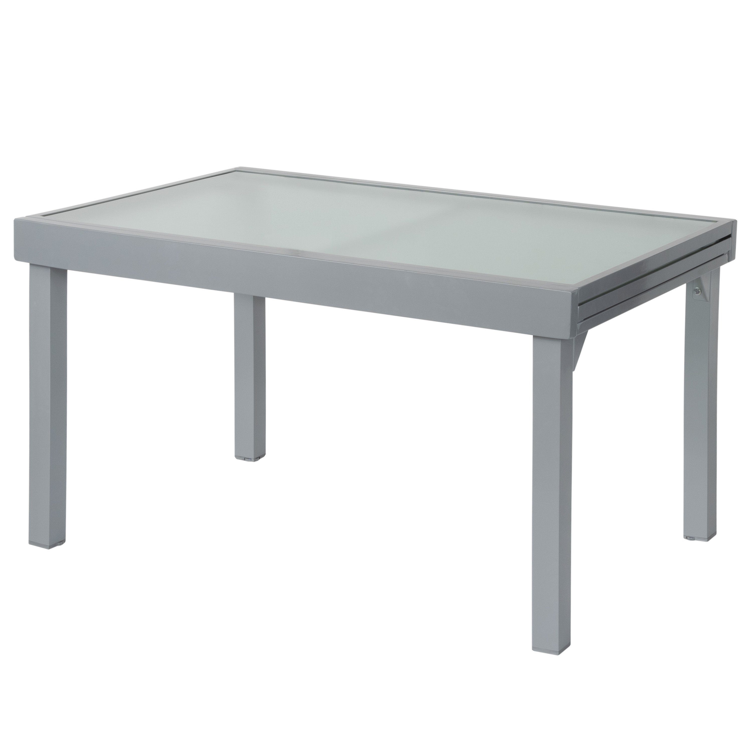 ib style Gartentisch Diplomat XXL Ausziehtisch 135 - 270 cm silber (Tisch), Gartentisch - ESG-Sicherheitsglas - Aluminium - ausziehbar