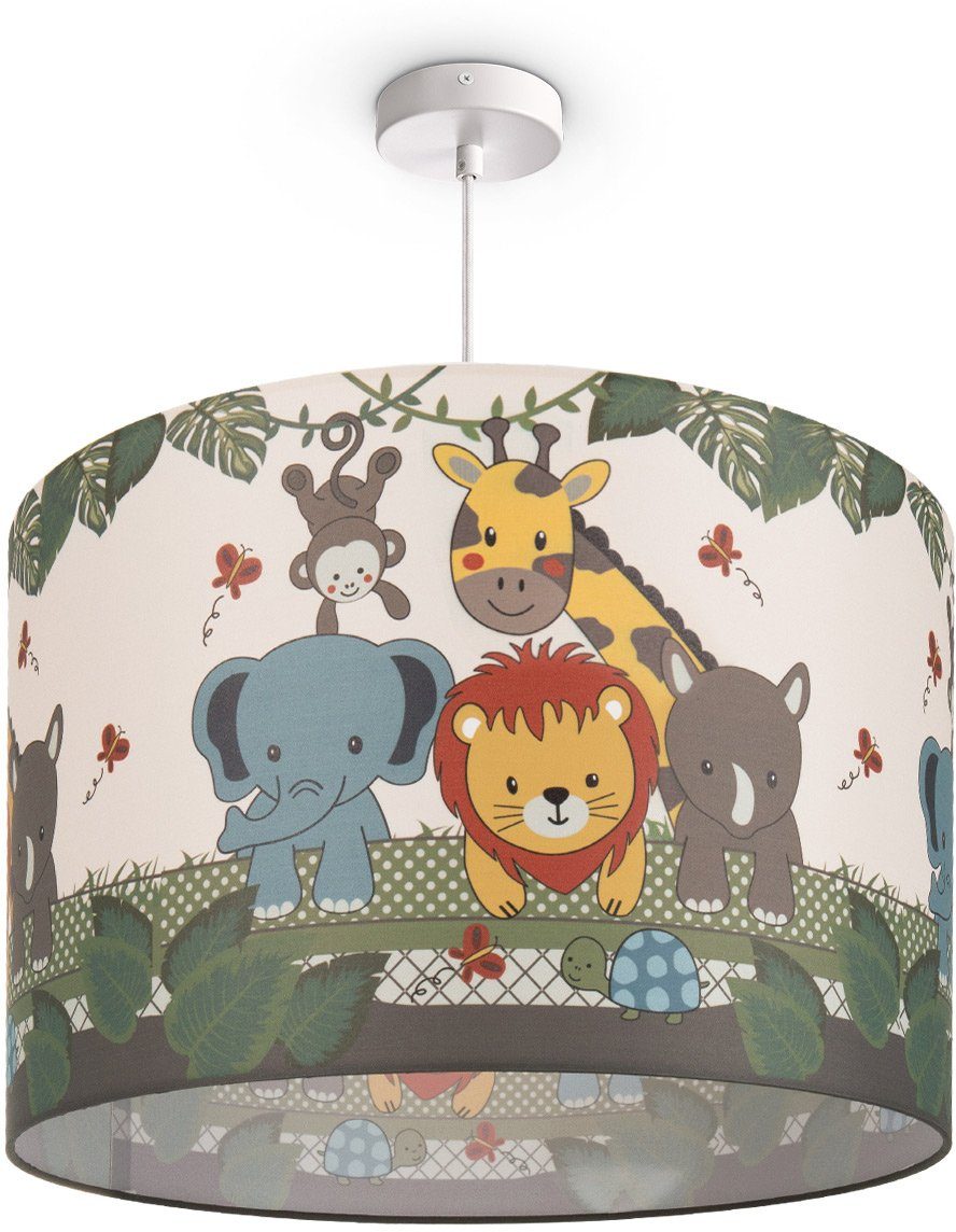 E27 Kinderzimmer, Kinderlampe Paco Dschungel-Tiere, LED ohne Deckenlampe Pendelleuchte Leuchtmittel, Home Diamond 634,