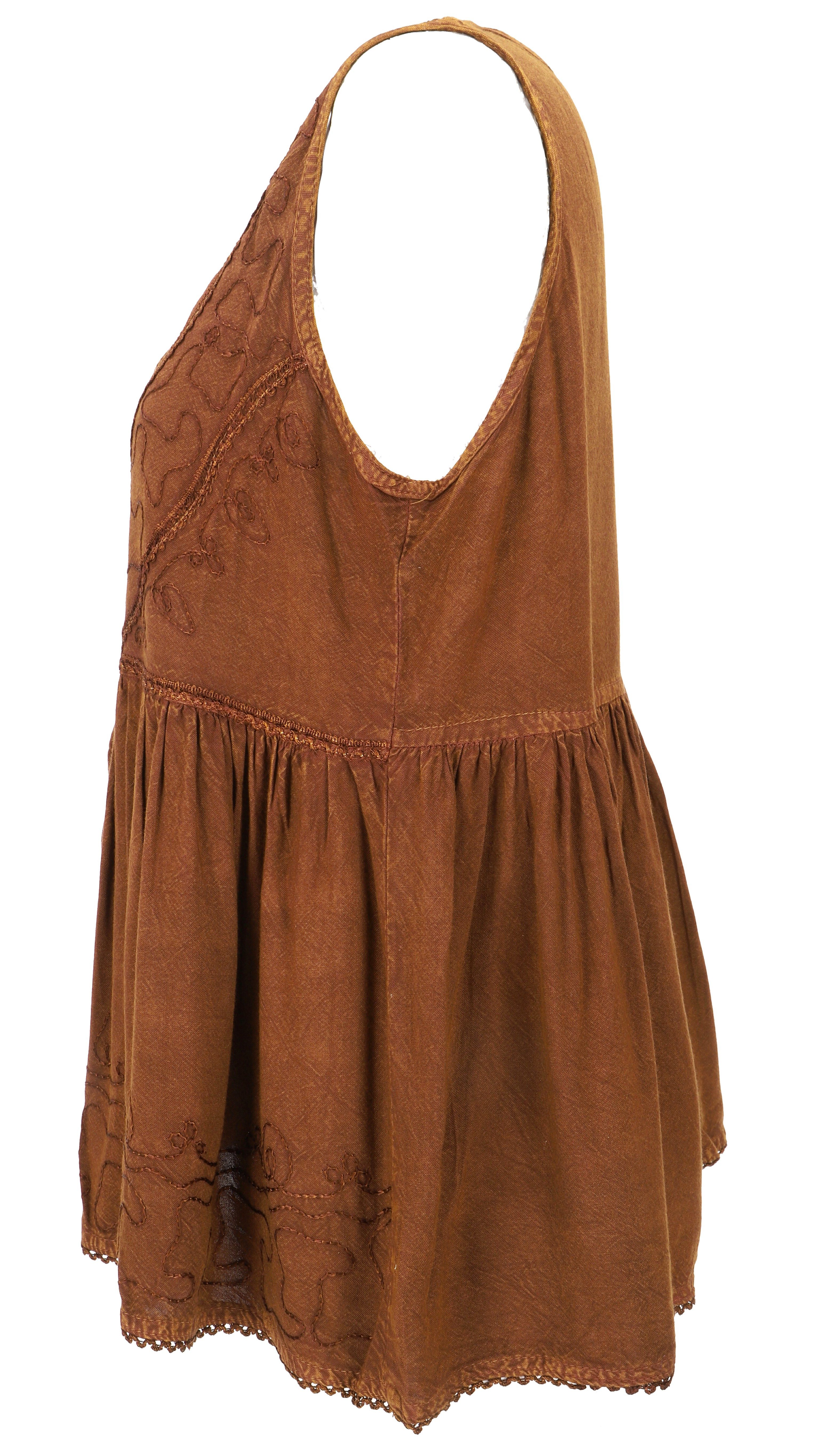 Guru-Shop T-Shirt Top Boho chic, besticktes Top - braun Festival, Ethno Style, alternative Bekleidung – Bild 3 von 5