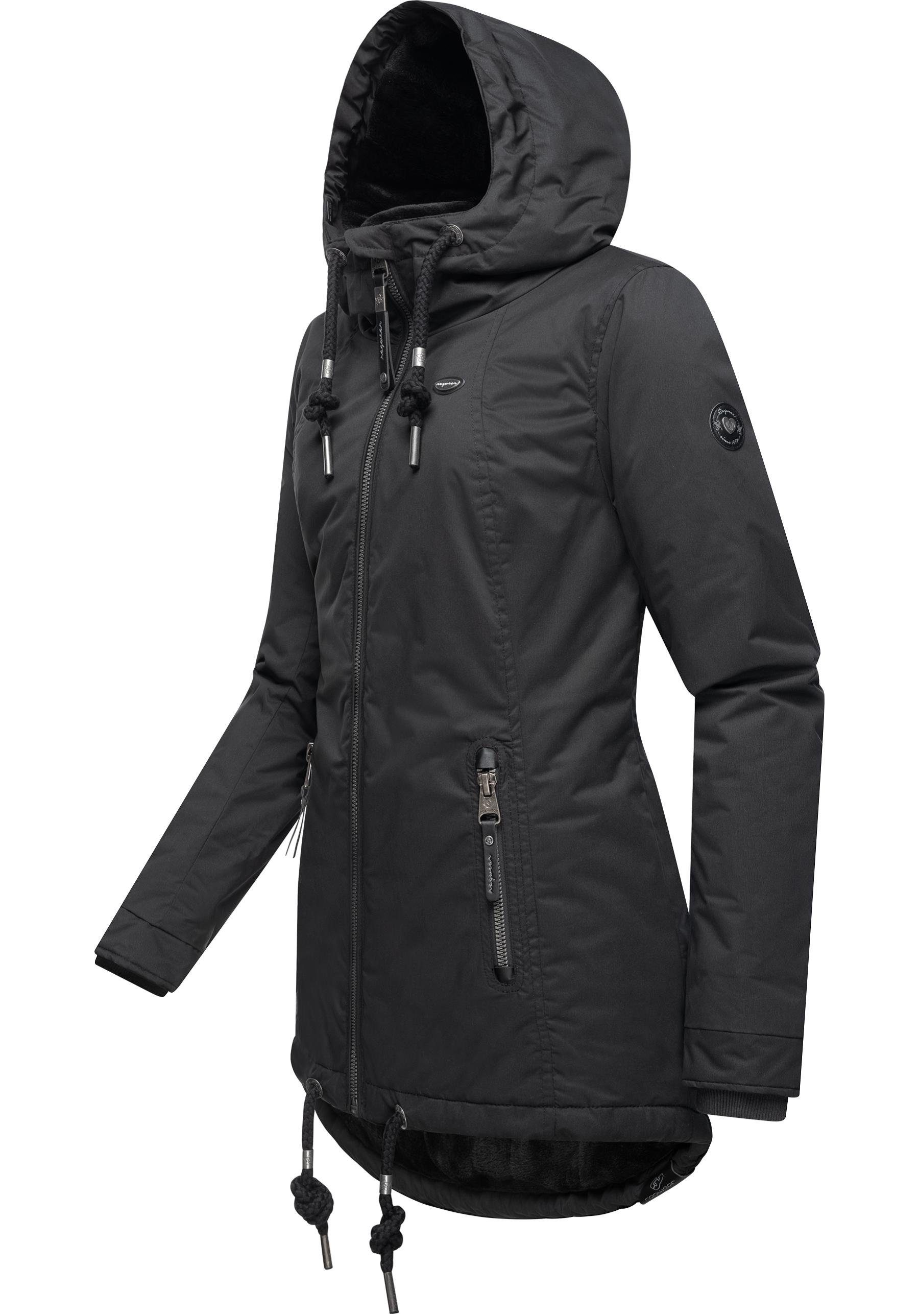 Ragwear Winterjacke Zuzka stylischer Winterparka Innenfutter mit Winter shadow Teddyfleece