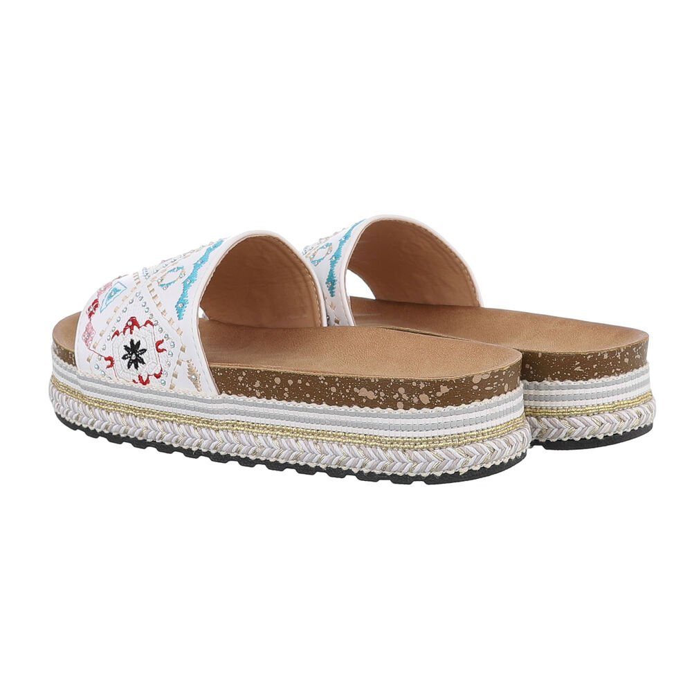 Ital-Design Damen Mules Freizeit Plateausandaletten (85698074) Flach Pantoletten in Weiß