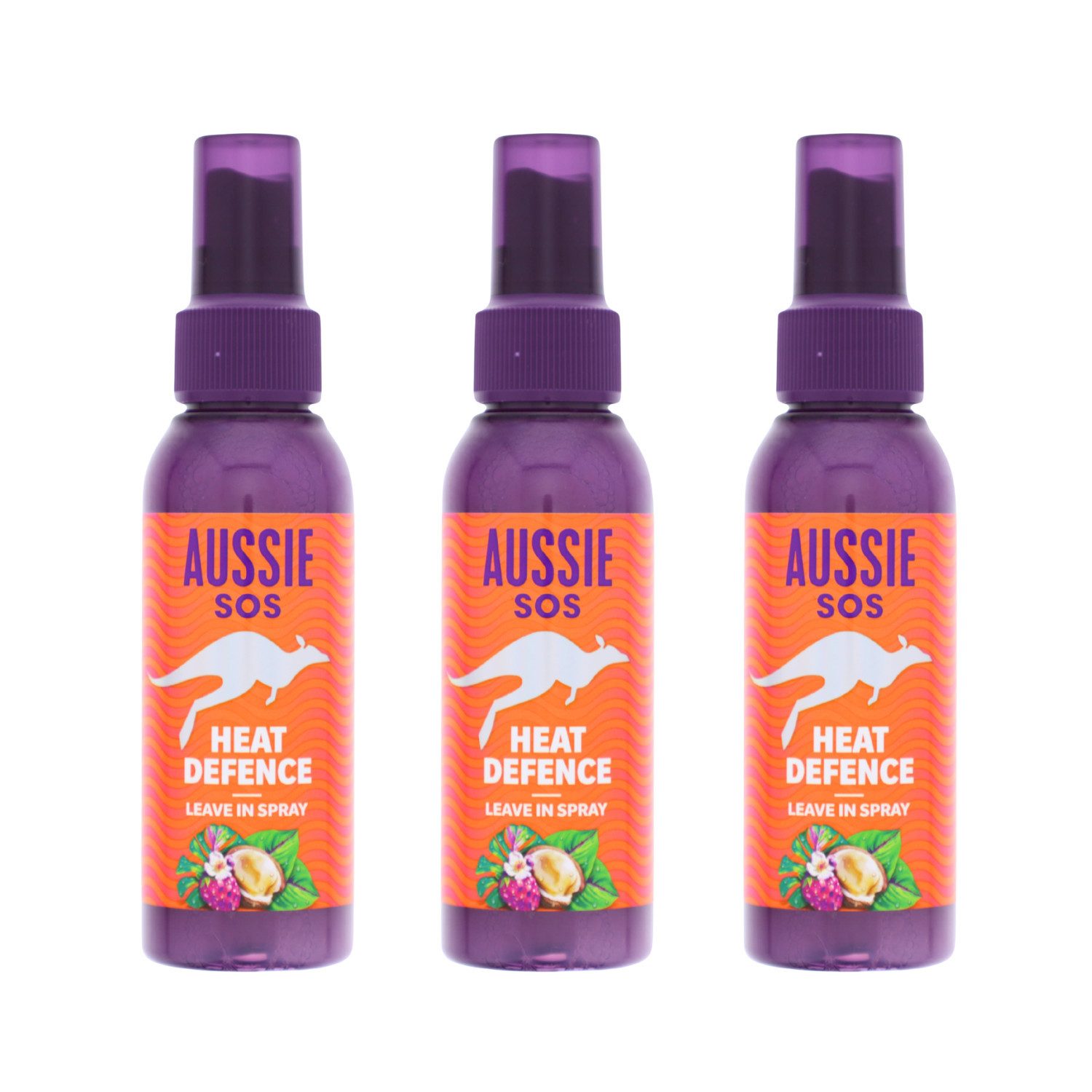 Aussie Haarpflege-Spray 3 x Aussie SOS Heat Defence Leave In Spray je 100ml Hitzeschutzspray