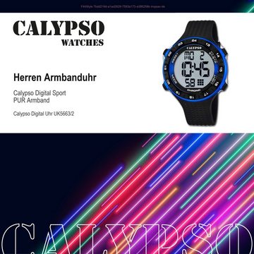 CALYPSO WATCHES Digitaluhr Calypso Herren Uhr K5663/2 Kunststoffband, Herren Armbanduhr rund, PURarmband schwarz, Sport
