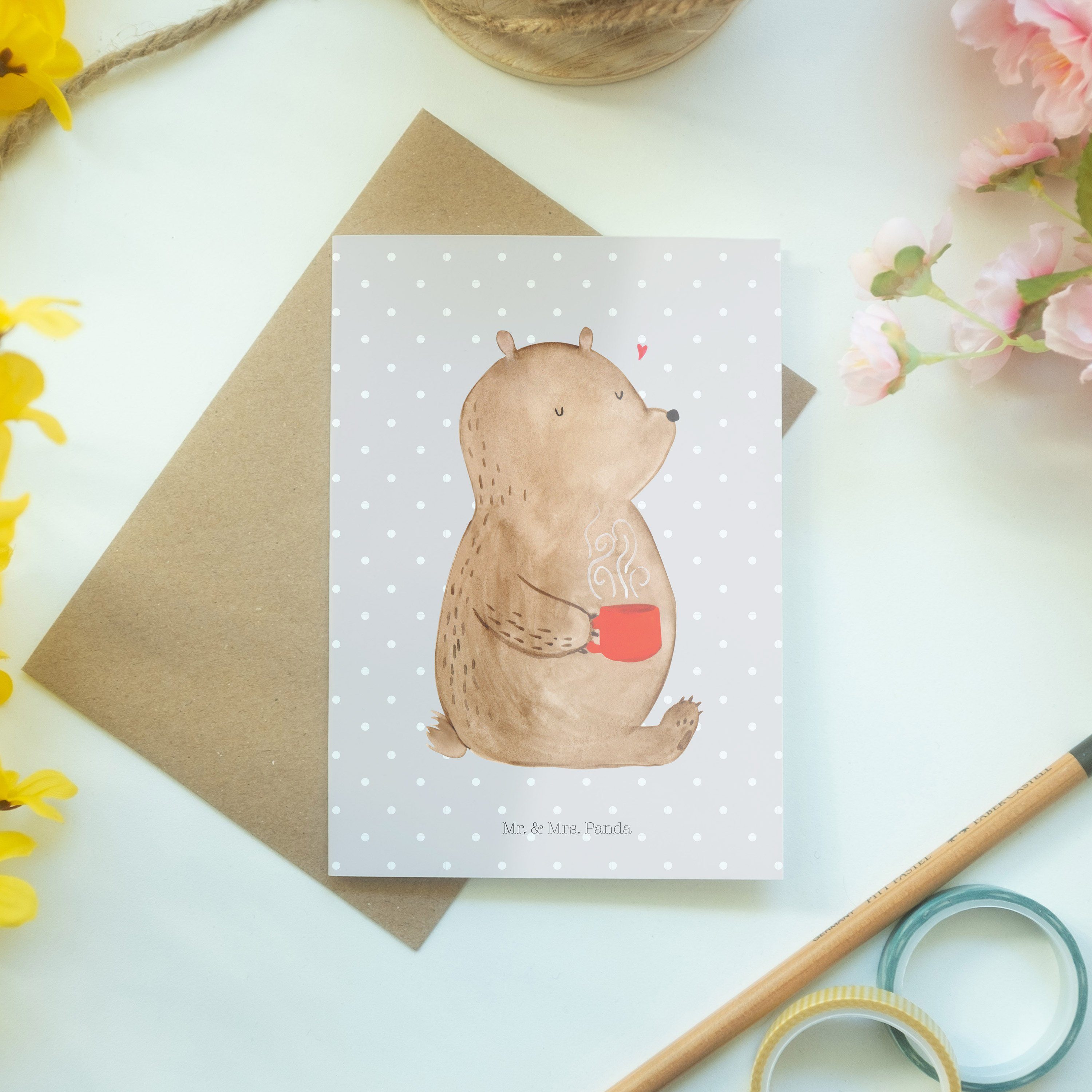 - Panda Mrs. Grau Geburtstagskarte, Bär Mr. Teddy, Grußkarte Kaffee e Pastell Welt Geschenk, & -