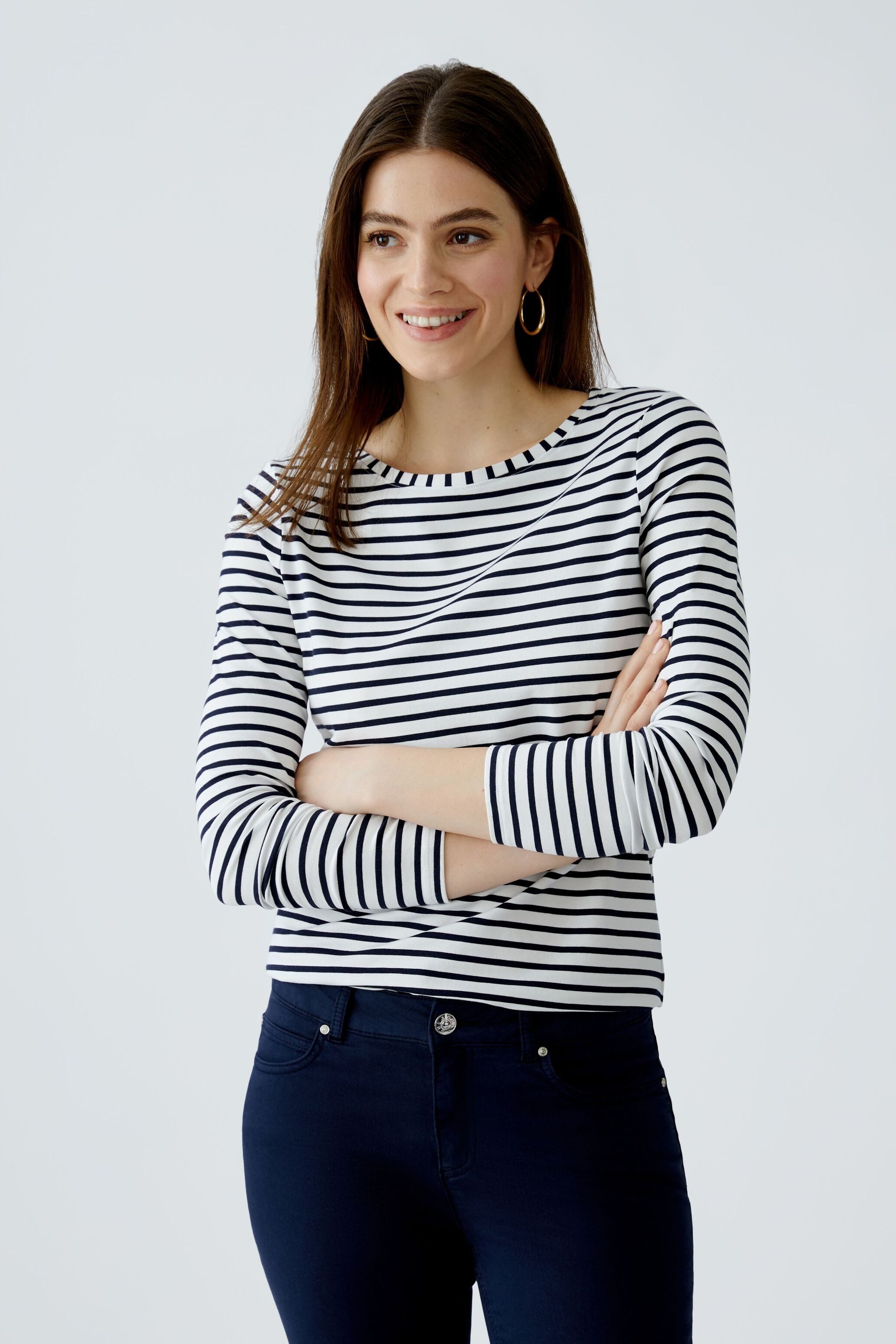 Oui Langarmshirt SUMIKO Langarmshirt elastische Cotton-Modalmischung günstig online kaufen