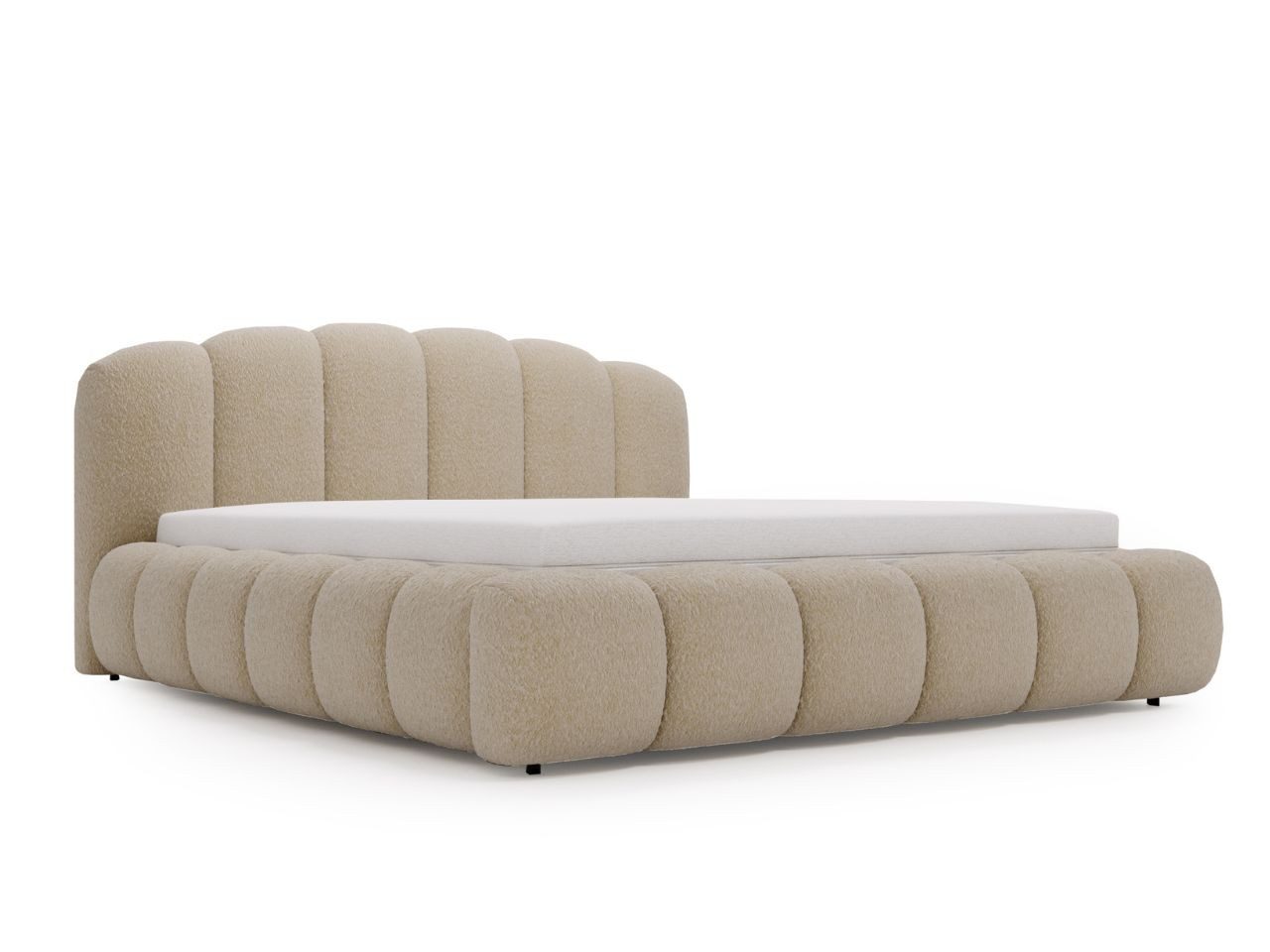 GrainGold Polsterbett Cloud Soft (Set, Polsterbett, Lattenrost, Bettkasten), mit Bettkasten, mit Lattenrost, Modern Stil, abgerundete Kopfstütze