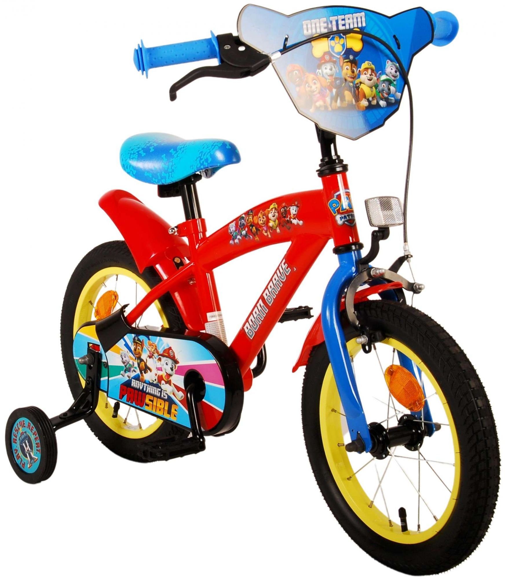 TPFSports Kinderfahrrad Volare Paw - Zoll, Kinder - mit 14 Zoll Fahrrad Rutschfeste Stützrädern Sicherheitsgriffe), Rot 1 14 Gang, (Jungs Patrol Fahrrad