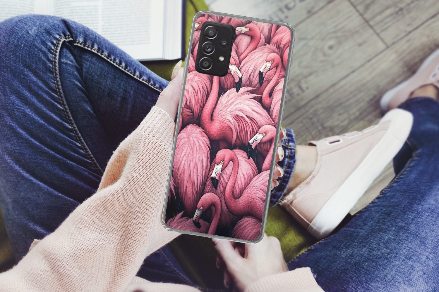MuchoWow Handyhülle für Samsung Galaxy A53 5G Flamingo - Rosa - Tiere, Phone Case, Silikon, Schutzhülle Dünn