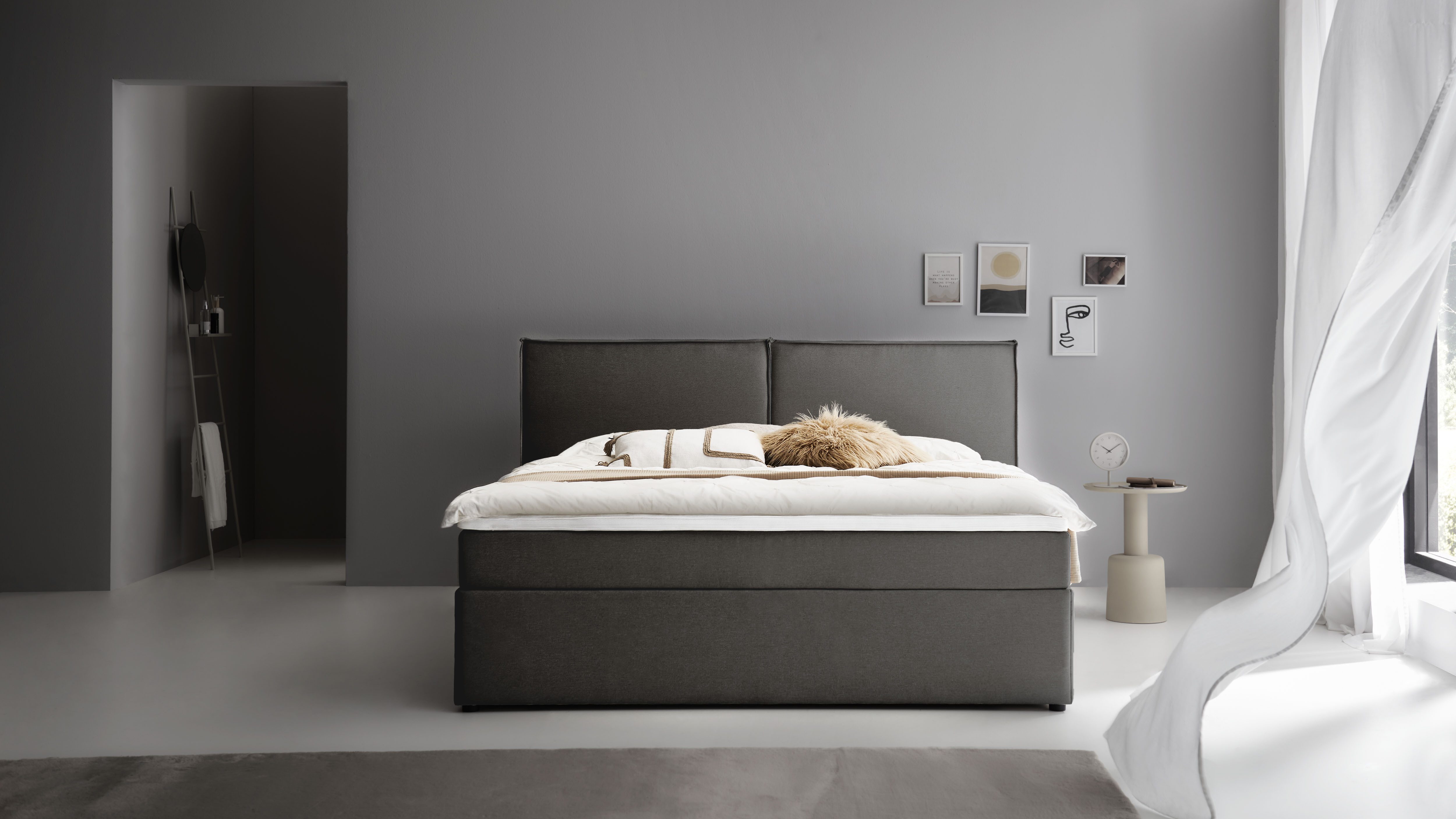 ATLANTIC home collection Boxbett NIKITA, bodentiefes Bett, wahlweise mit Matratze und Topper
