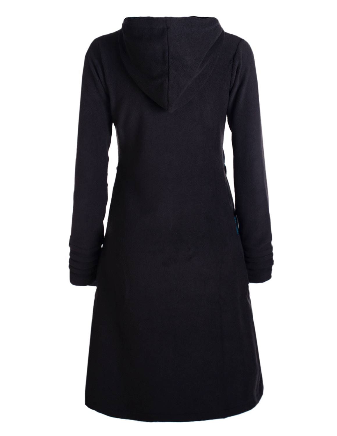 Vishes Kapuzenfleecejacke Damen Kapuzenjacke lang Fleece Hippiemantel Übergangsjacke Hoodie, Retro Style, Alternative Bekleidung