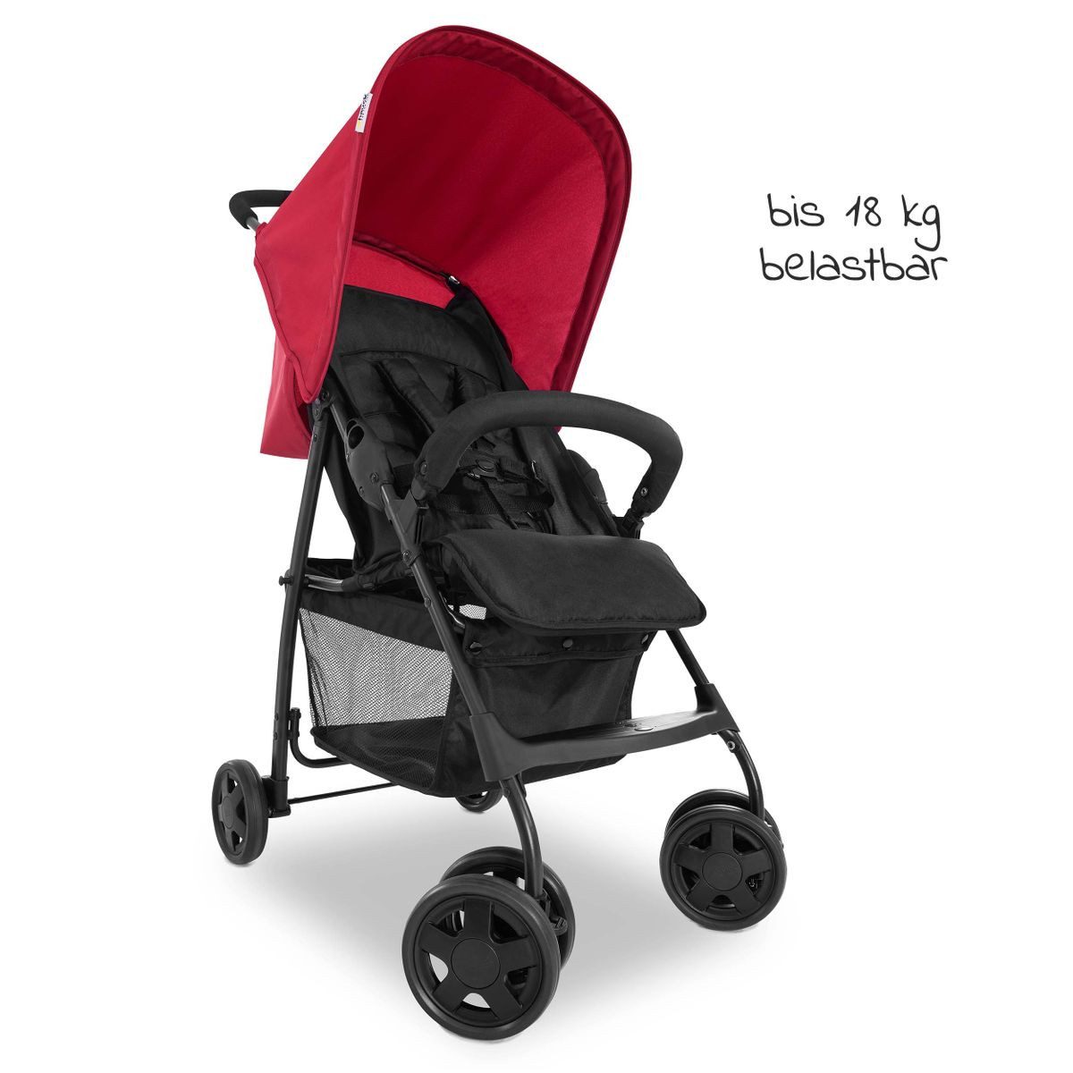 Hauck Kinder-Buggy Buggy Sport - Red, mit Liegeposition und Einhand-Faltmechanismus