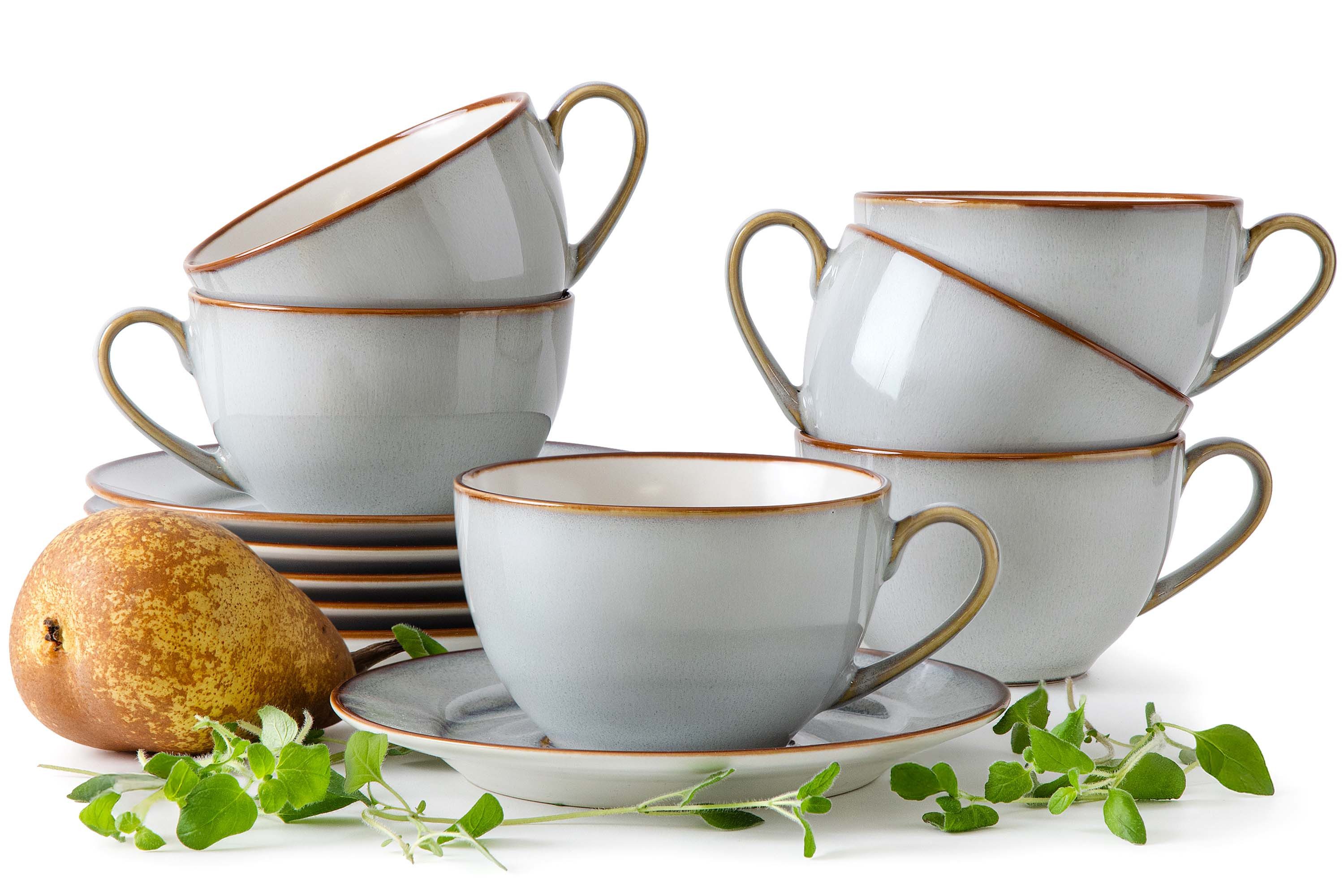 KONSIMO® Кофейный сервиз RITZENHOFF & BREKER PORTOFINO Kaffeetassen-Set, KONSIMO (12-tlg), 6 Personen, Steinzeug, Reaktivglasur, spülmaschinengeeignet, mikrowellengeeignet
