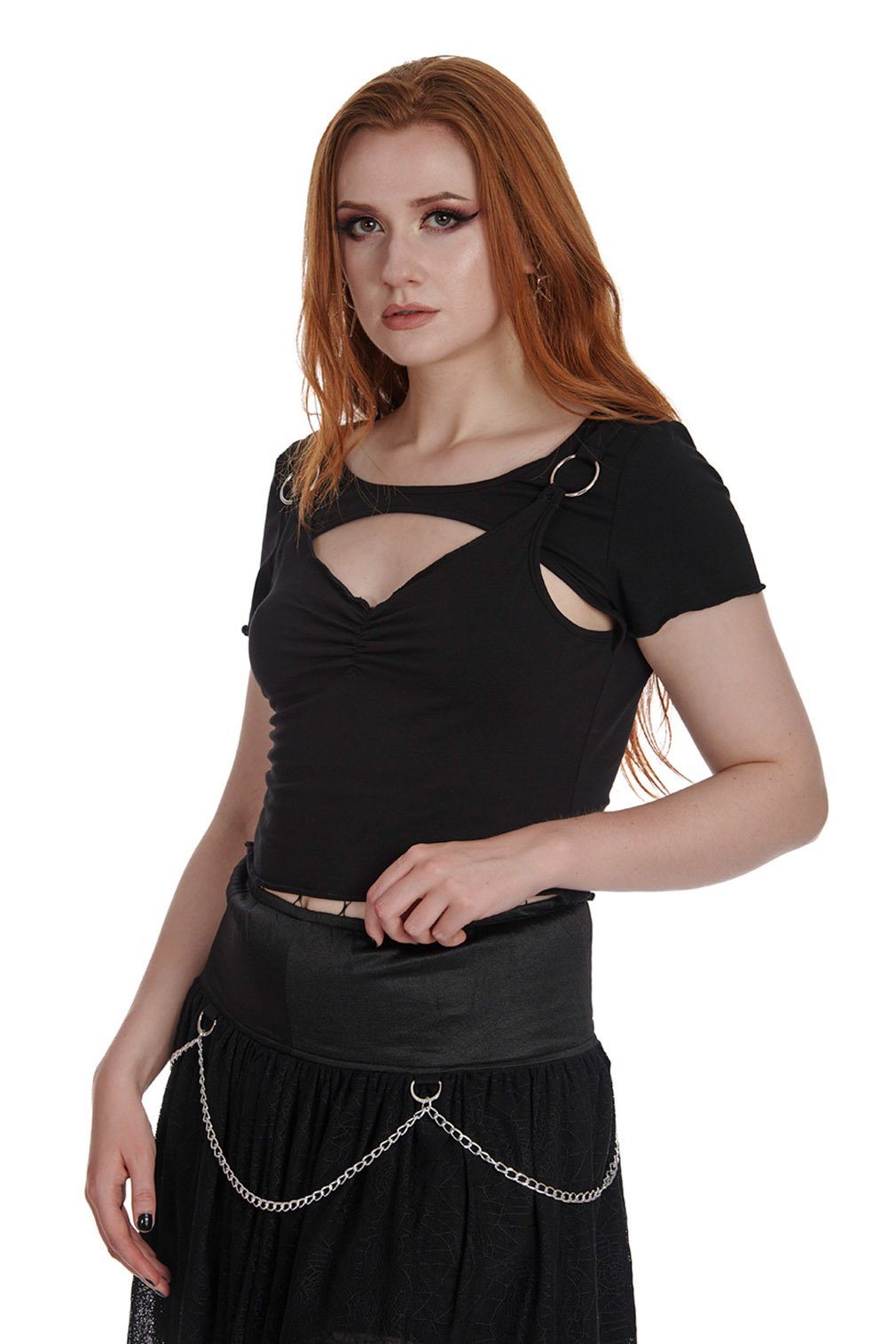 Banned Shirttop Lunar Serenade Cut Out Ausschnitt Gothic Ringe Punk