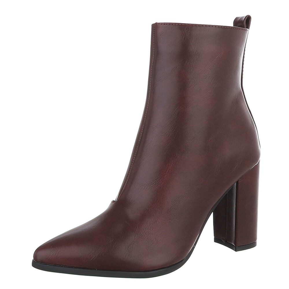 Ital-Design Damen Stiefelette Blockabsatz elegant spitze Form High-Heel-Stiefelette (92355358) Blockabsatz Stiefeletten in Weinrot