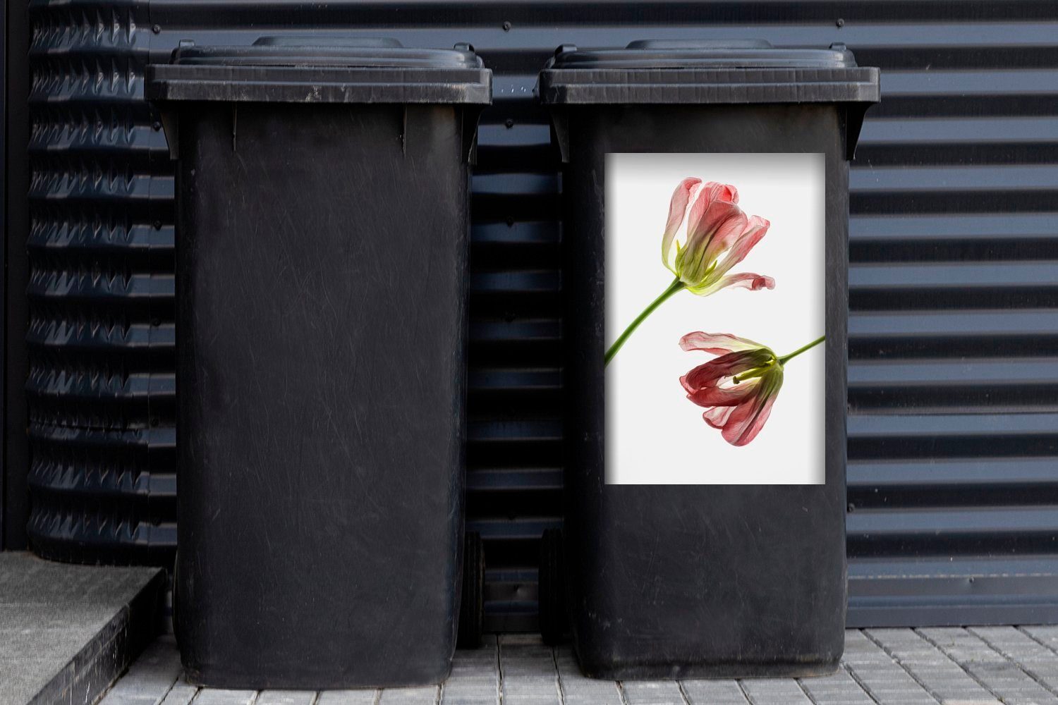 Mülleimer-aufkleber, Abfalbehälter Blumen Container, Mülltonne, Getrocknete Weiß Sticker, Wandsticker - MuchoWow St), (1 Rosa -
