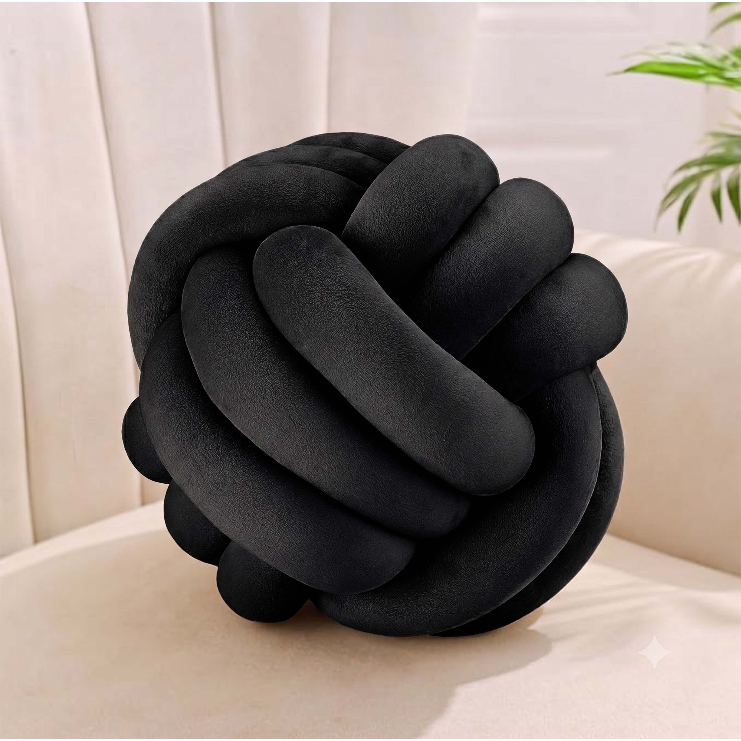relaxdays Dekokissen Knotenkissen, schwarz