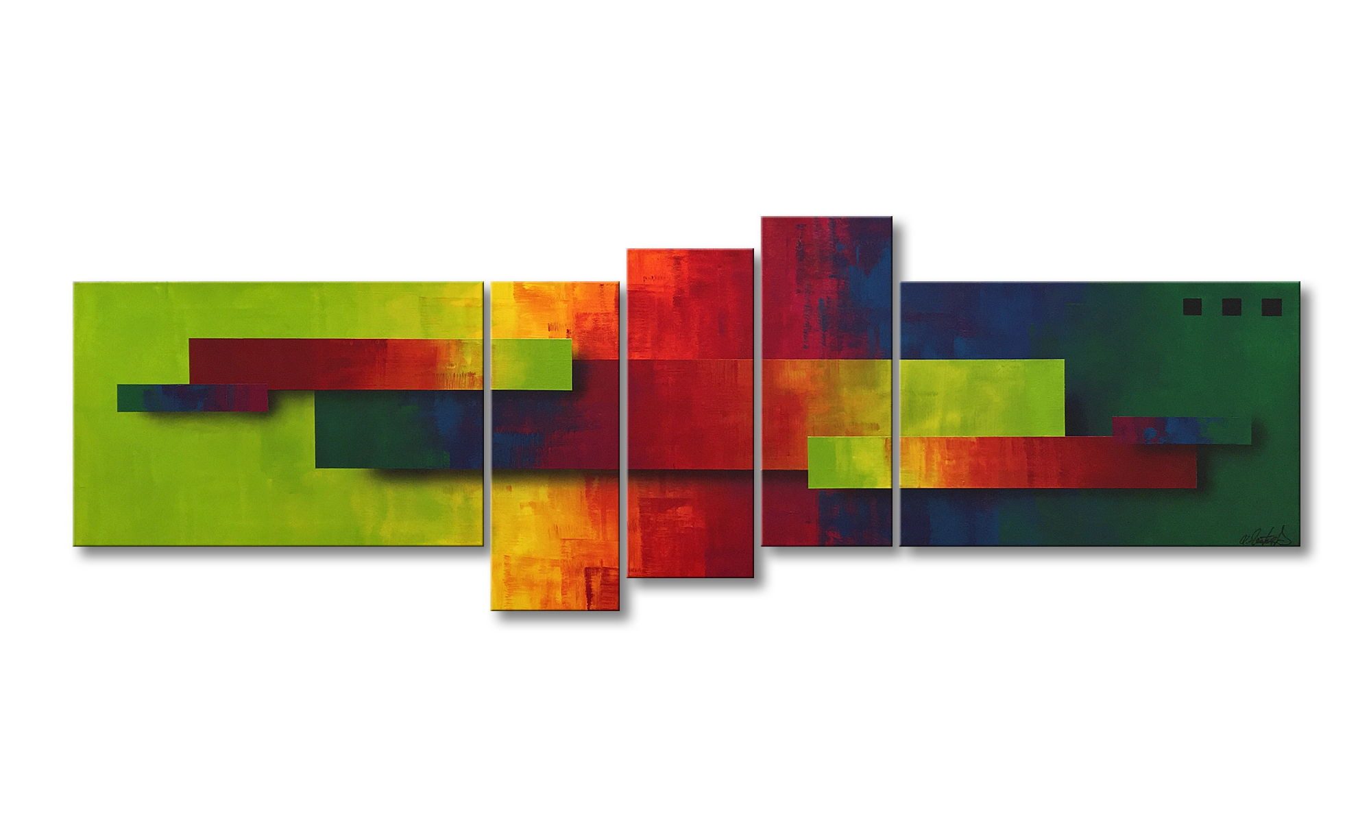 WandbilderXXL Gemälde Broken Rainbow 180 x 60 cm, Abstraktes Gemälde, handgemaltes Unikat