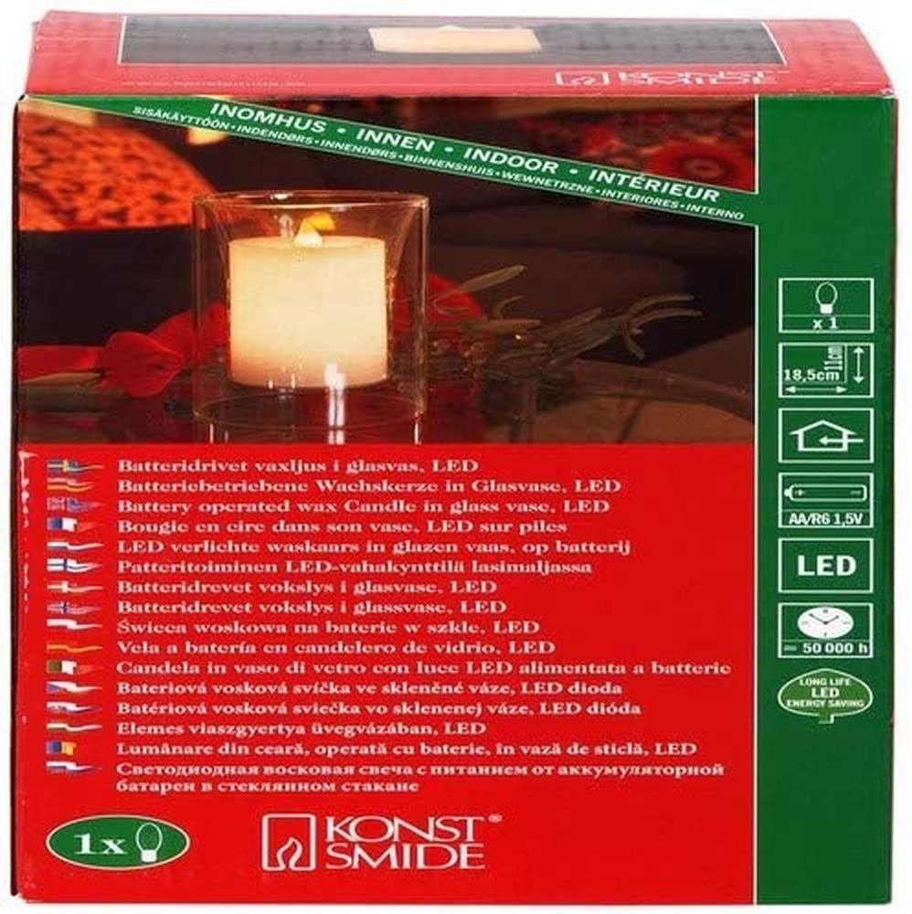 KONSTSMIDE LED-Kerze 1970-000 LED Echtwachskerzen mit Glasvase