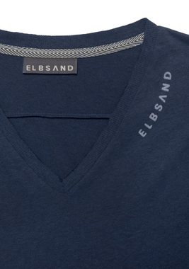 Elbsand T-Shirt Talvi mit Flockprint und V-Ausschnitt, Kurzarmshirt aus Baumwoll-Mix