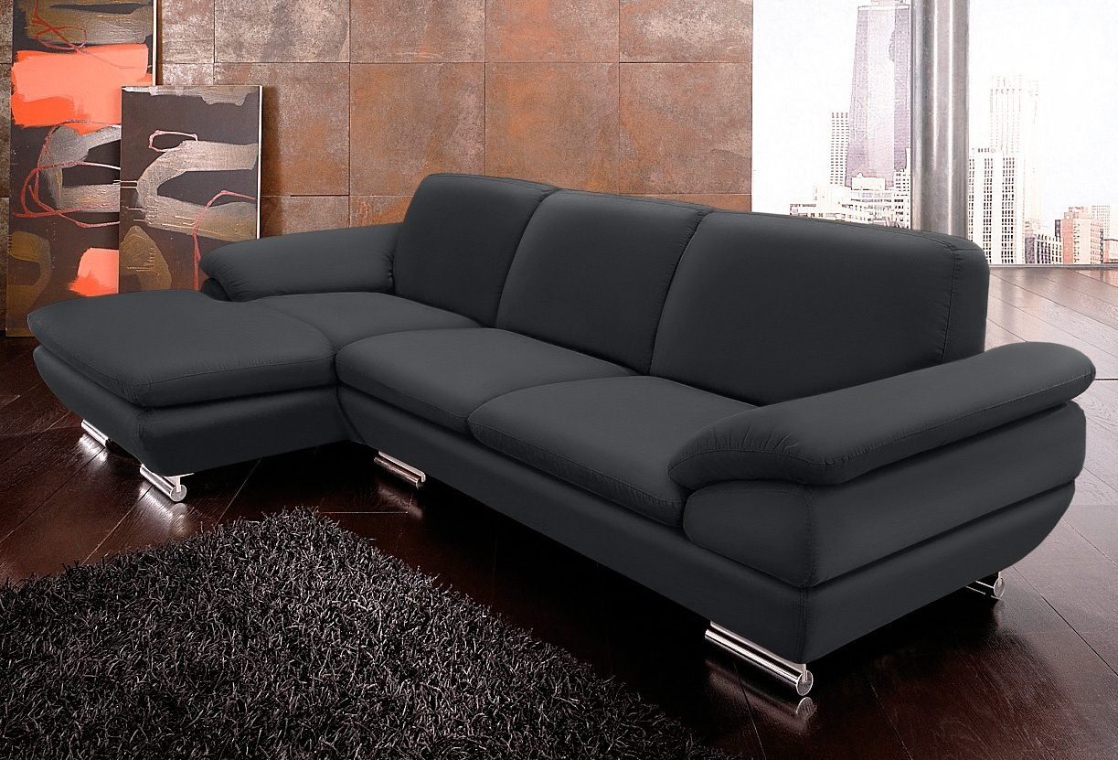 CALIA ITALIA Ecksofa Glamour, aus rechts Recamiere Leder, wahlweise oder links