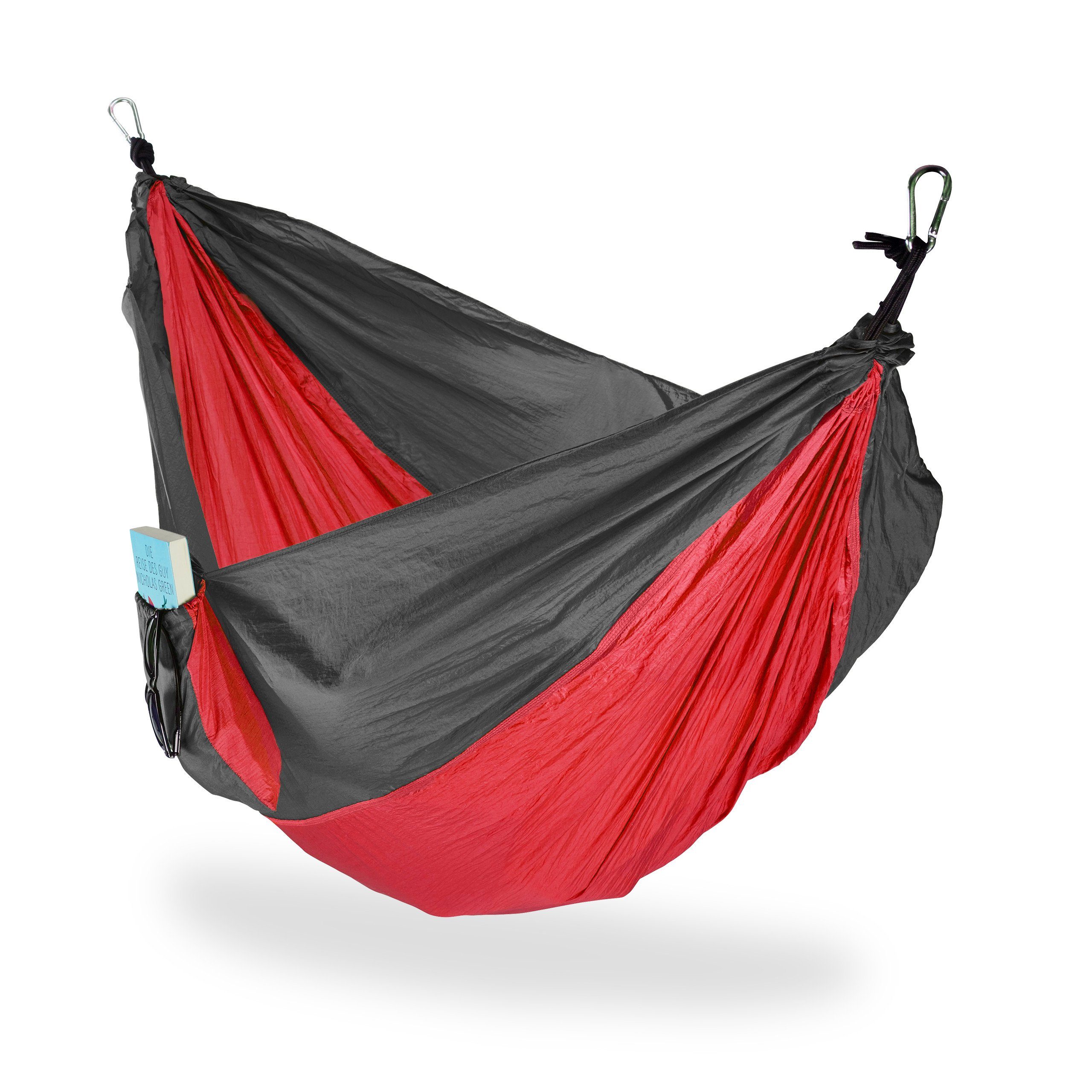 relaxdays Hängematte Schwarz Rot Rot Anthrazit Outdoor, Hängematte